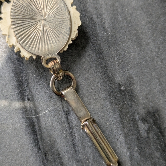 Celluloid Wedding Cake Silver Tone Link Vintage Bracelet - Picture 5 of 6